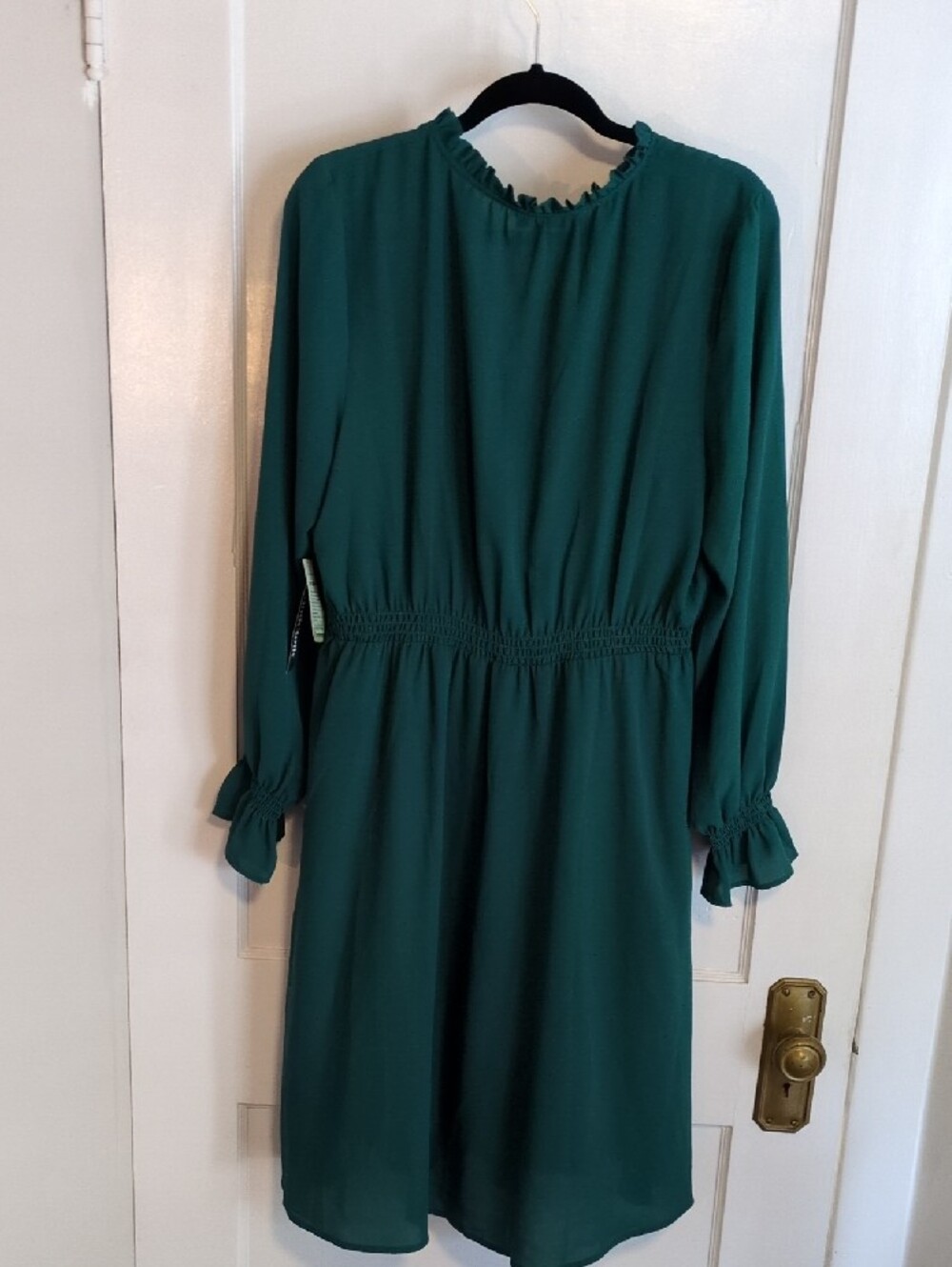 ModCloth Teal Green Ruffle-Neck Long Sleeve Dress - Picture 6 of 8